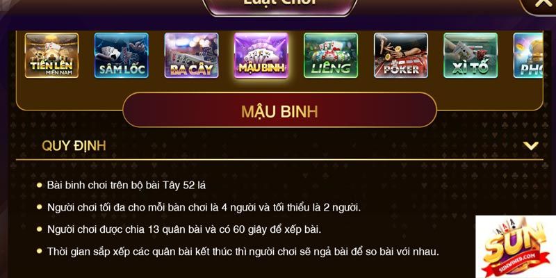 Game mậu binh tại Sunwin