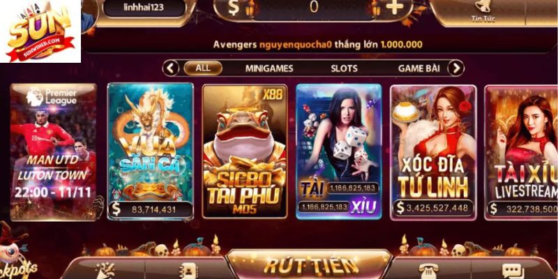 Tổng hợp các trò chơi hấp dẫn tại sảnh game bài Sunwin